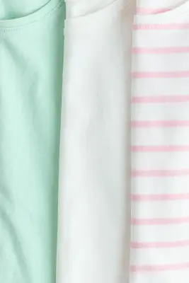 Lot de 3 tops à manches volantées - Turquoise/rayé