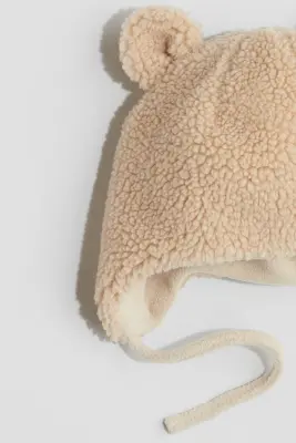 Bonnet à rabats d'oreilles avec doublure polaire - Beige clair