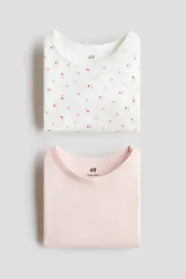 Lot de 2 bodies à manches courtes - Rose clair/fleurs