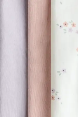 Lot de 3 leggings en jersey de coton - Violet clair/fleuri