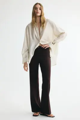 Pantalon droit avec ceinture - Marron foncé