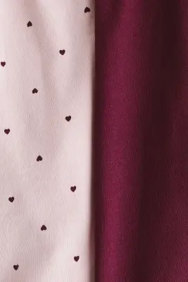 Lot de 2 pantalons jogger en molleton - Rouge foncé/cœurs