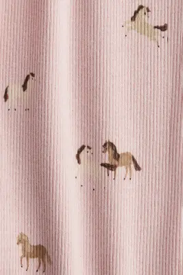 Legging en coton côtelé - Rose clair/chevaux