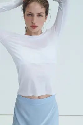 Jupe asymétrique en viscose - Bleu clair
