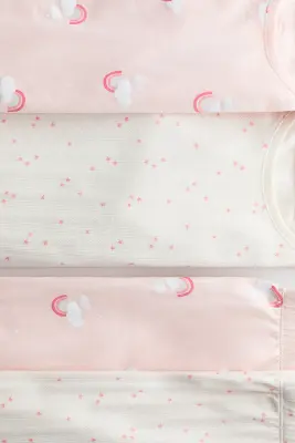 Lot de 2 pyjamas imprimés en coton - Rose clair/arcs-en-ciel