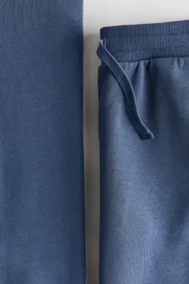 Ensemble 2 pièces en molleton à l'intérieur brossé - Bleu ancien