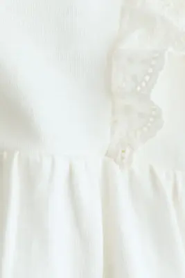 Robe volantée en coton - Blanc
