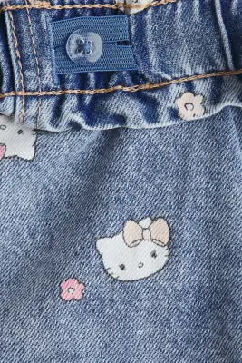 Jean à jambes larges avec motifs - Bleu denim/Hello Kitty