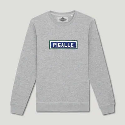SWEAT SHIRT COTON BIO BRODÉ - PIGALLE - GRIS