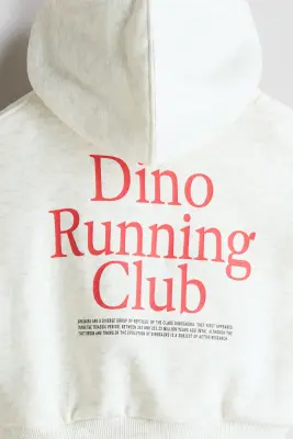 Printed hoodie - Gris clair/Dino Running