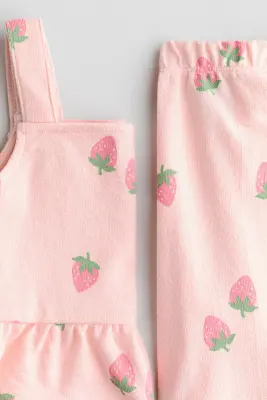 Ensemble 2 pièces en jersey - Rose clair/fraises