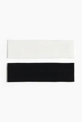 Lot de 2 bandeaux en jersey - Noir/blanc