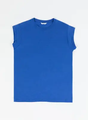 Sleeveless T-Shirt in Royal Blue Eucalyptus & Cotton