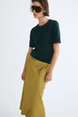 Jupe midi - Jaune moutarde