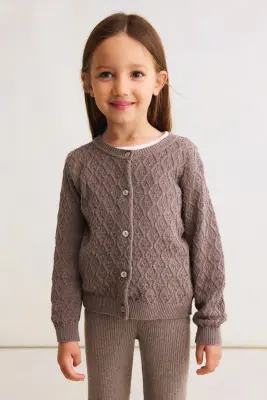 Gilet en maille de coton texturée - Marron