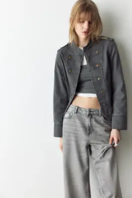 Baggy Regular Waist Jeans - Gris clair
