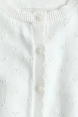 Gilet pointelle en coton - Blanc