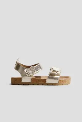 Sandales avec bride de cheville - Doré/papillons