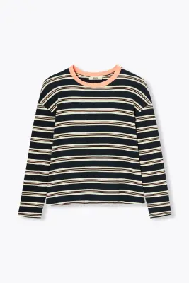 T-shirt rayé col rond Femme