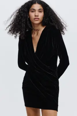 Minirobe en velours à effet drapé - Noir