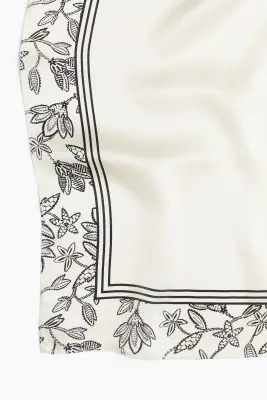 Foulard en soie imprimée - Crème/fleuri