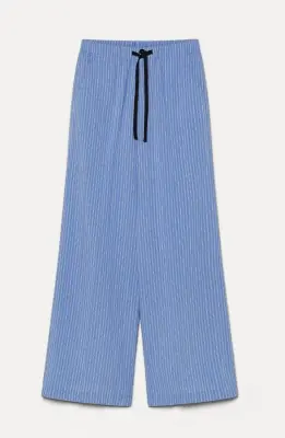 Nouveau ! POMANDÈRE Pantalon 7215 Fluide Rayé Light Blue -50%