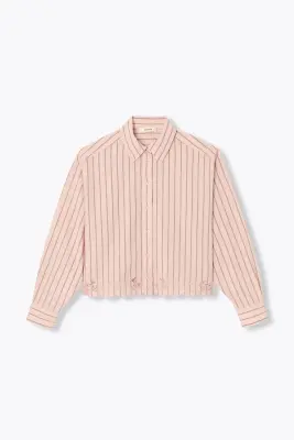 Chemise rayée détail dentelle