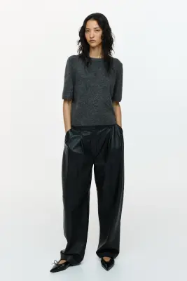 T-shirt en maille - Gris foncé chiné