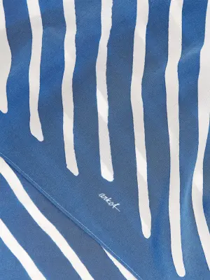 Foulard triangulaire en soie - Bleu/Blanc