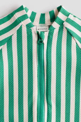 Maillot de bain UPF 50 - Vert vif/rayures blanches