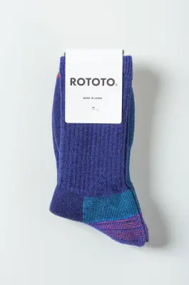 Rototo – DOUBLE FACE MERINO PILE SOCKS R1632 – D.BLUE