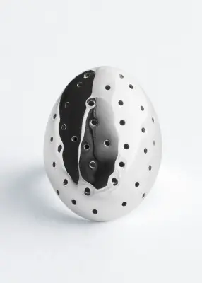 Bague à découpes en laiton - Argenté