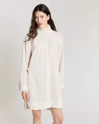 Robe Lioren guipure carreaux écru
