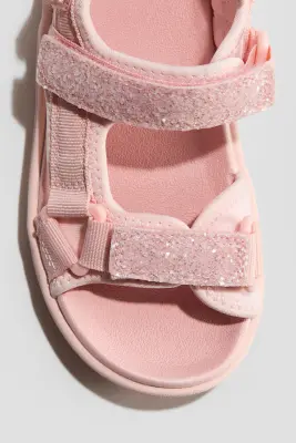Sandales en scuba - Rose clair/pailleté
