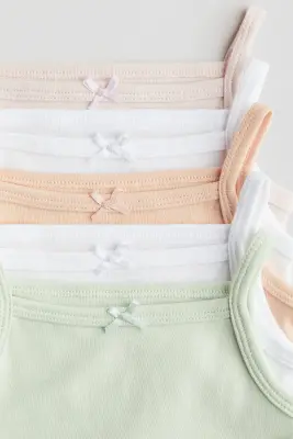 Lot de 5 bodies en coton - Vert clair/pêche