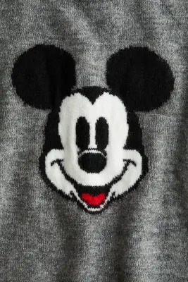 Pull en maille jacquard - Gris chiné/Mickey