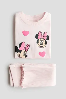2-piece print-motif cotton set - Rose clair/Minnie