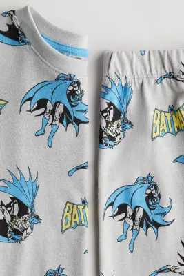 Pyjama imprimé en jersey de coton - Gris clair/Batman