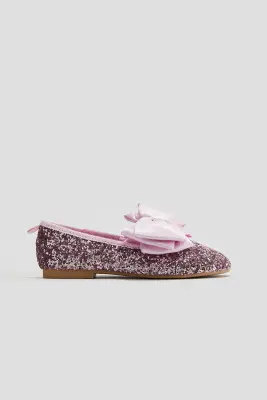 Ballerines scintillantes avec nœud - Rose/La Reine des neiges