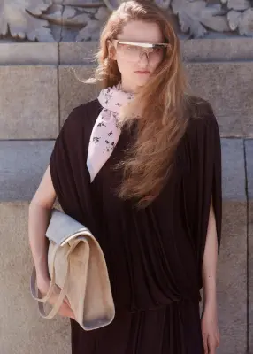 Sac cabas ouvert légèrement drapé - Beige