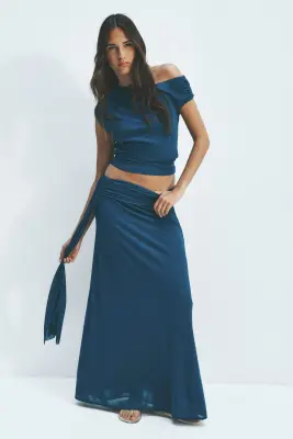 Jupe en jersey à effet drapé - Turquoise foncé