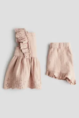 Ensemble 2 pièces en mousseline de coton - Beige