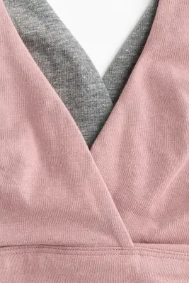 MAMA Lot de 2 soutiens-gorge d'allaitement - Gris chiné/rose ancien