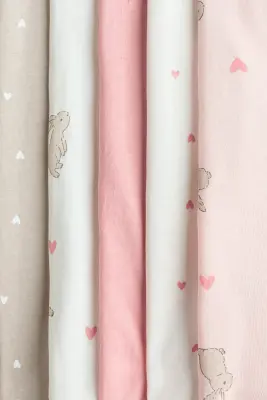 Lot de 5 pyjamas courts en coton - Rose clair/motif
