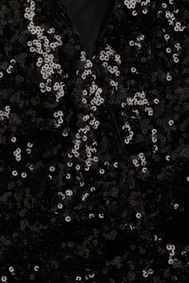 Robe portefeuille à sequins - Noir
