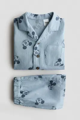 Ensemble imprimé 2 pièces en coton - Bleu clair/Mickey