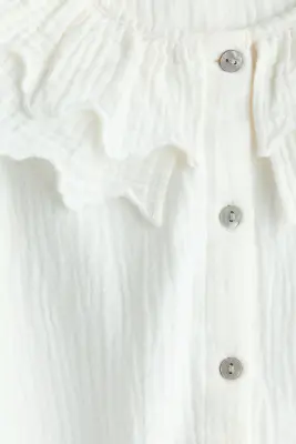 Blouse à col superposé en coton - Blanc