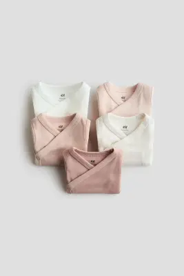 Lot de 5 bodies en coton - Rose poudré clair/rose poudré