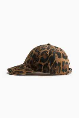 Casquette en twill délavé - Marron/imprimé léopard