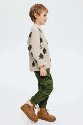 Pantalon jogger cargo en velours côtelé - Vert